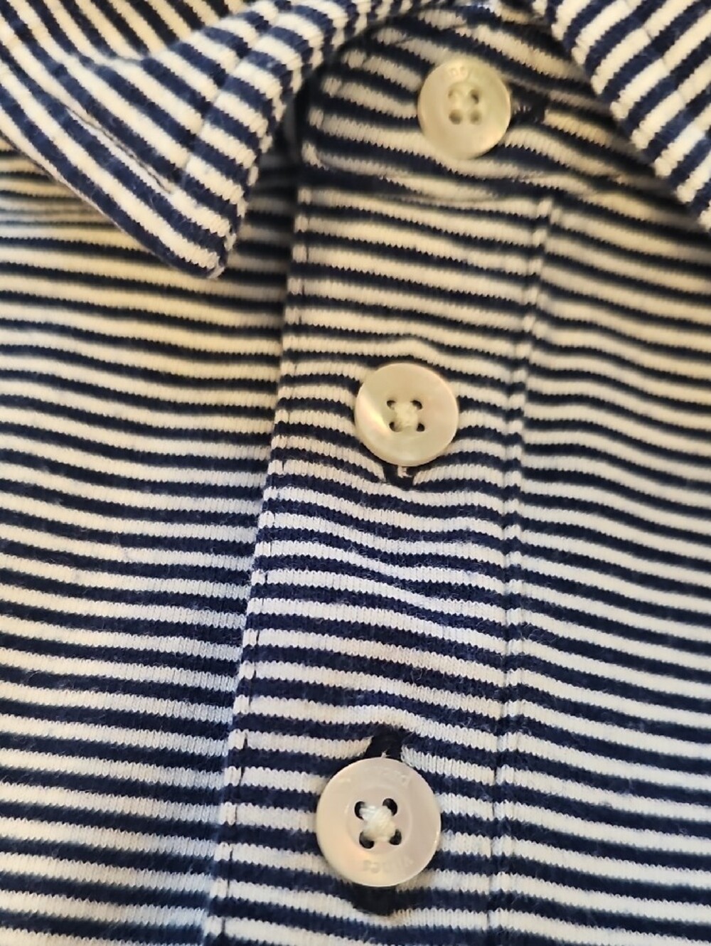 Vineyard Vines Navy & White Striped Long Sleeve Edgartown Polo Size 7 - Picture 3 of 9